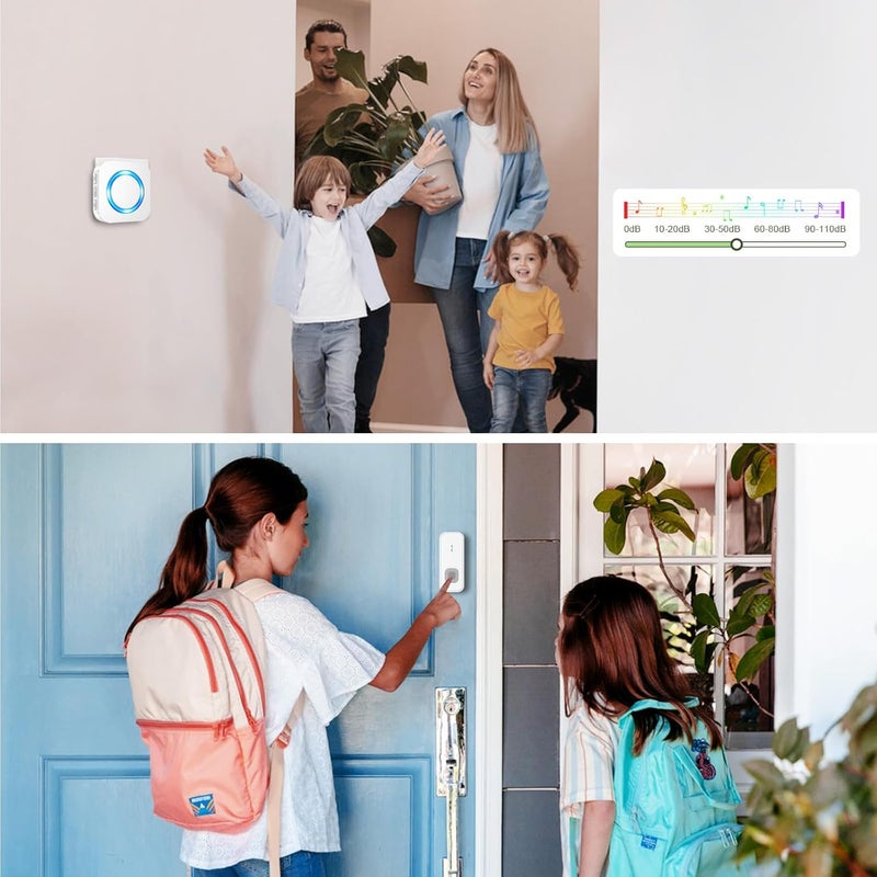 SURFOU Wireless Doorbell, Waterproof, Easy installation -1300ft Range 55 Chimes, 5 Adjustable Volume Levels - LED Flash (1 Button+3 Receivers-White) - Image 2
